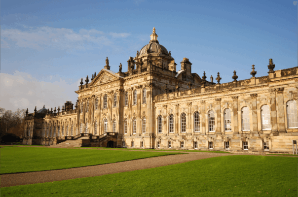 Castle Howard, the great Vanbrugh country house north of York, framed by formal gardens