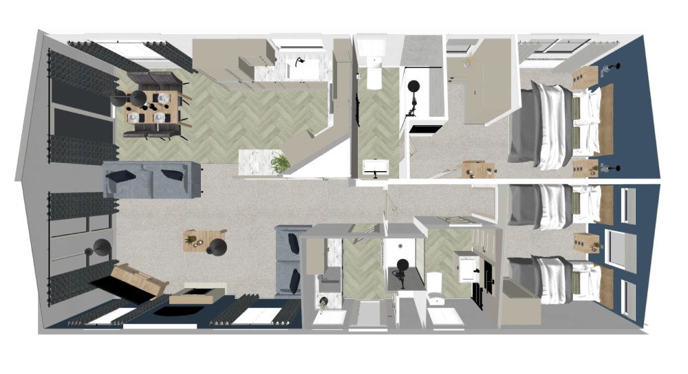 Victory Parkview floor plan, 40x20 two-bedroom layout